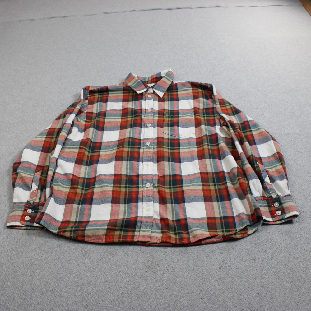 J Crew Shirt Mens Medium Red Plaid Long Sleeve Button Shacket Heritage Coastal